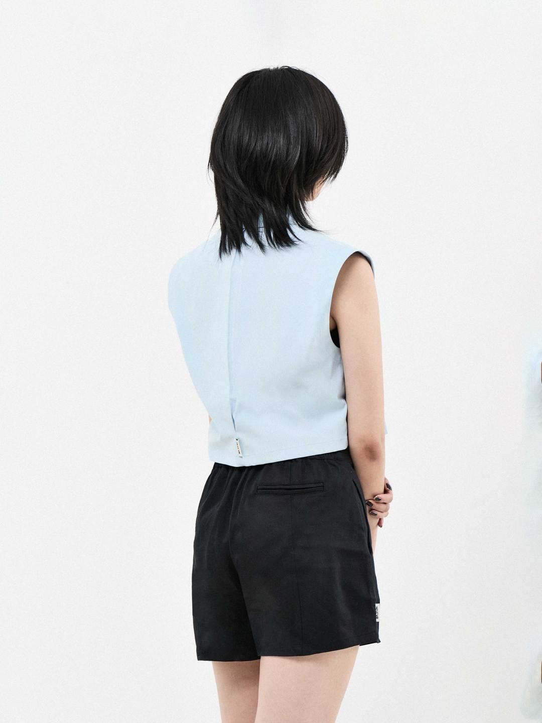 Double Collar Short Sleeve Cropped Shirt | White