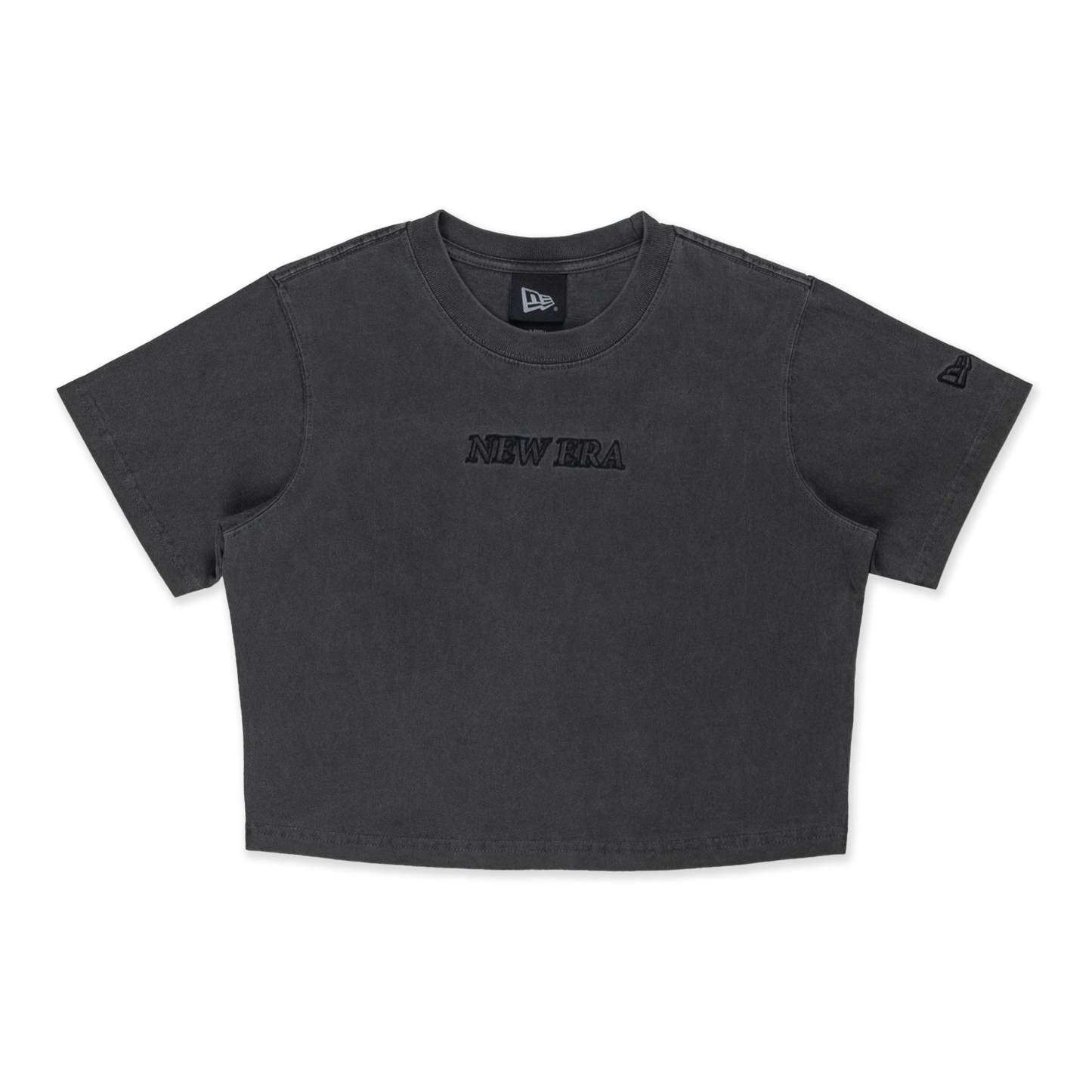 NEW ERA W SS CROP TEE NE LOGO WASH GRAPHITE