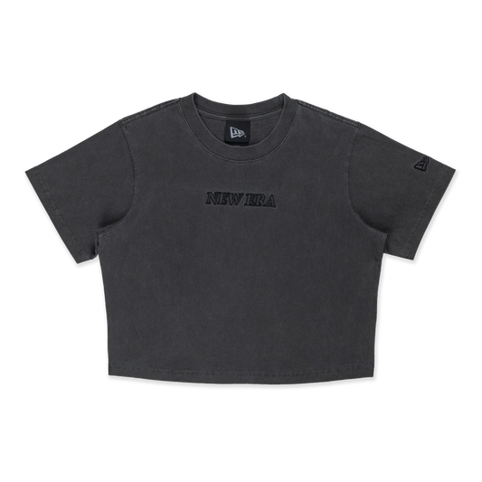 NEW ERA W SS CROP TEE NE LOGO WASH GRAPHITE