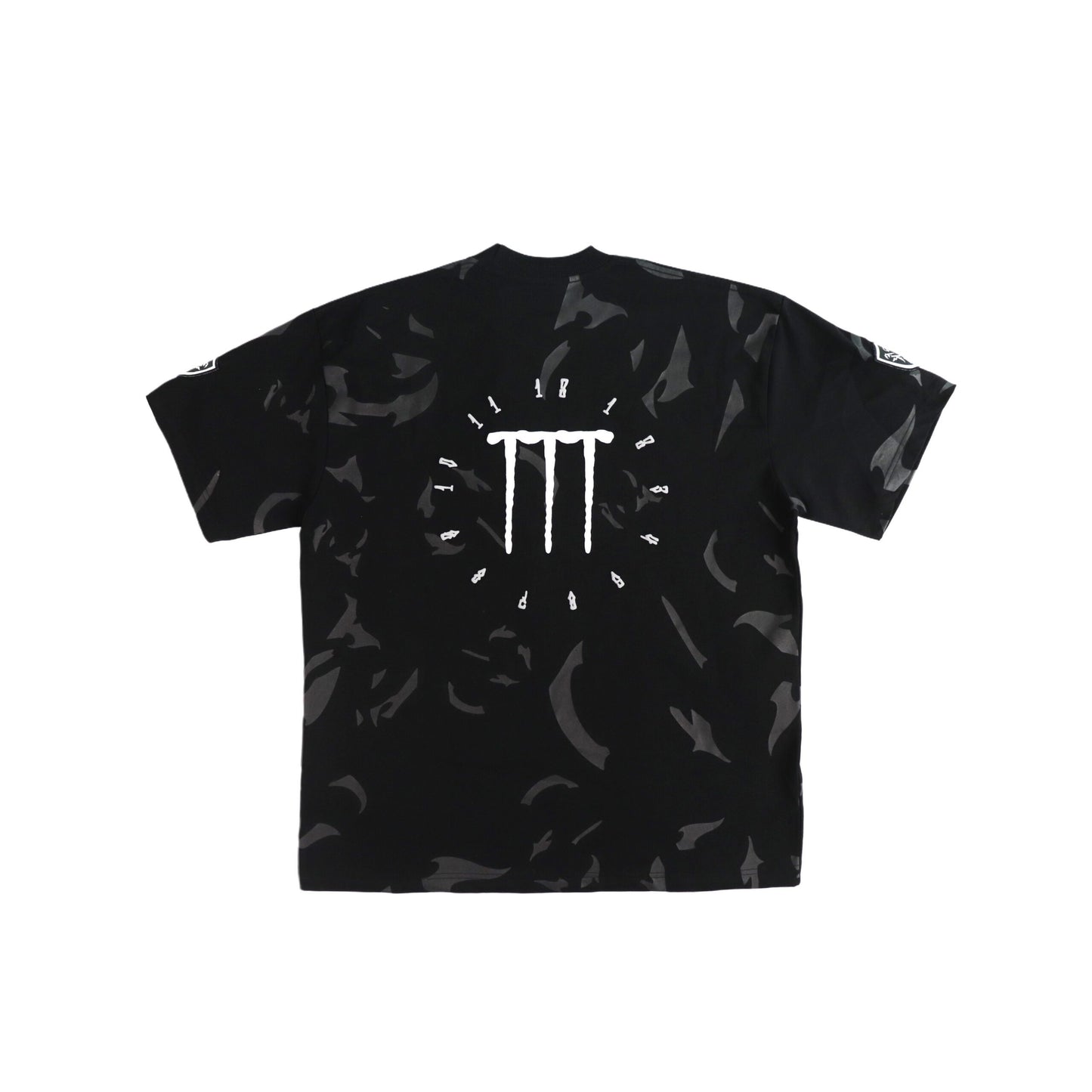 TIME CRACK DOUBLE BADGES BLACK TEE