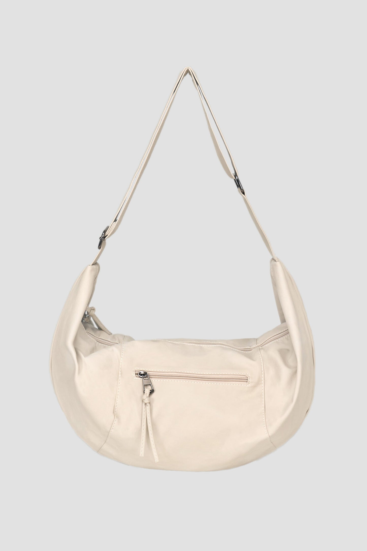 Croissant Leather Crossbody Bag (Off White)