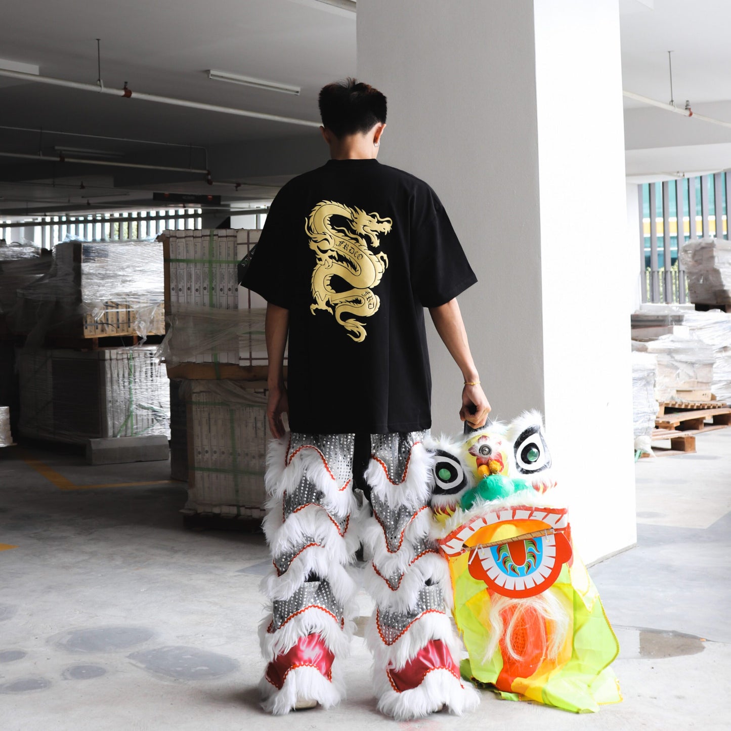 CNY24 DRAGON EMBOSSED BLACK TEE