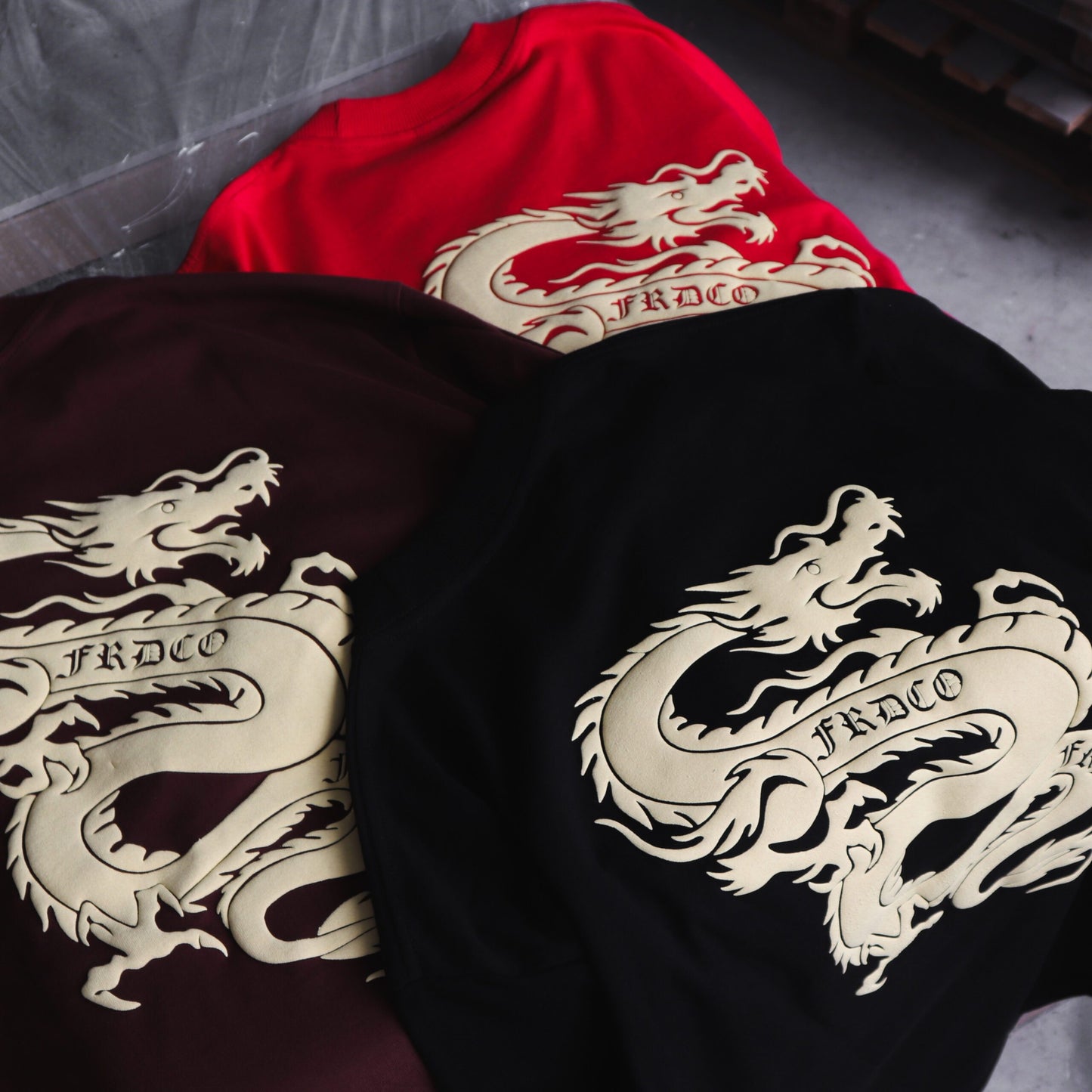 CNY24 DRAGON EMBOSSED RED TEE