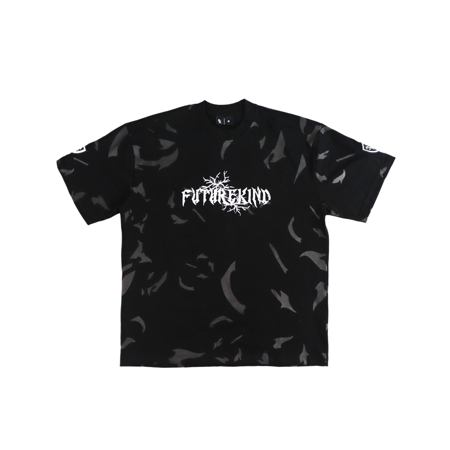 TIME CRACK DOUBLE BADGES BLACK TEE