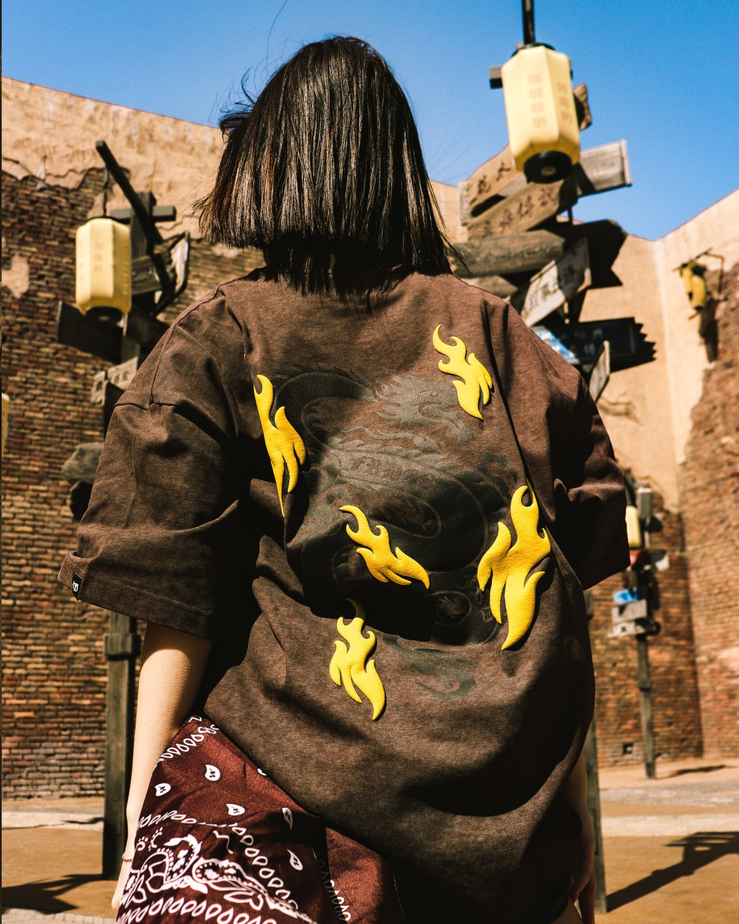 BATTLE DRAGON WASHED BROWN TEE