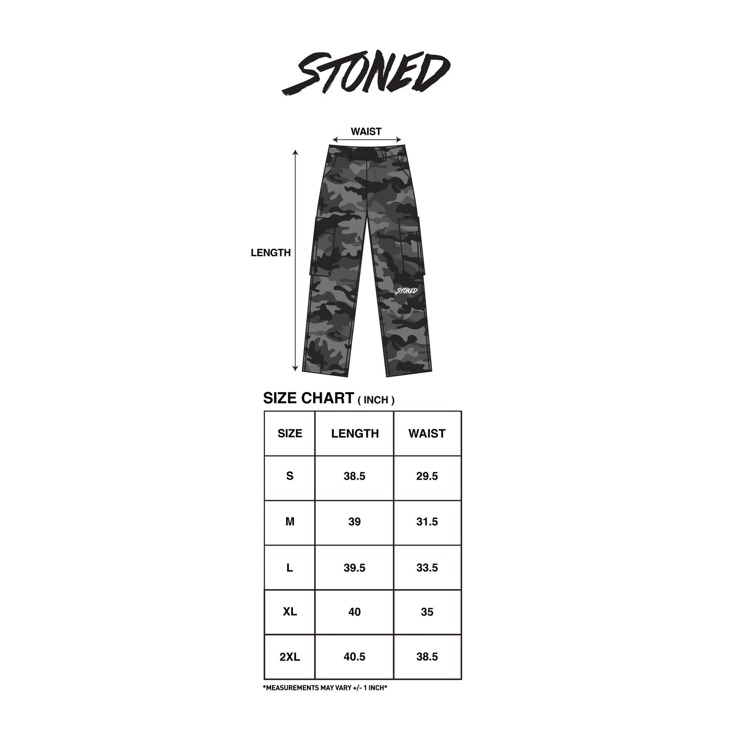 STONED & CO FORCE : Camo Cargo Black