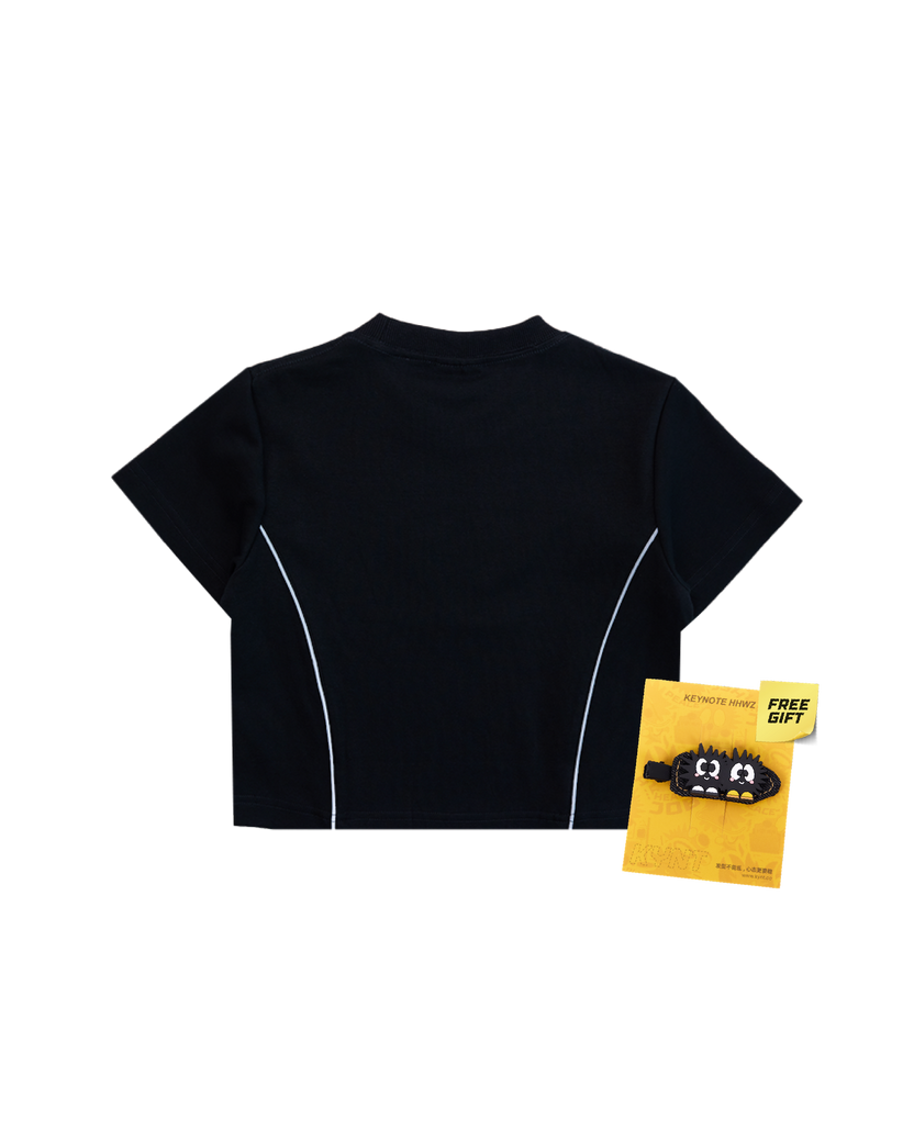 Double Paid Crop Top Black