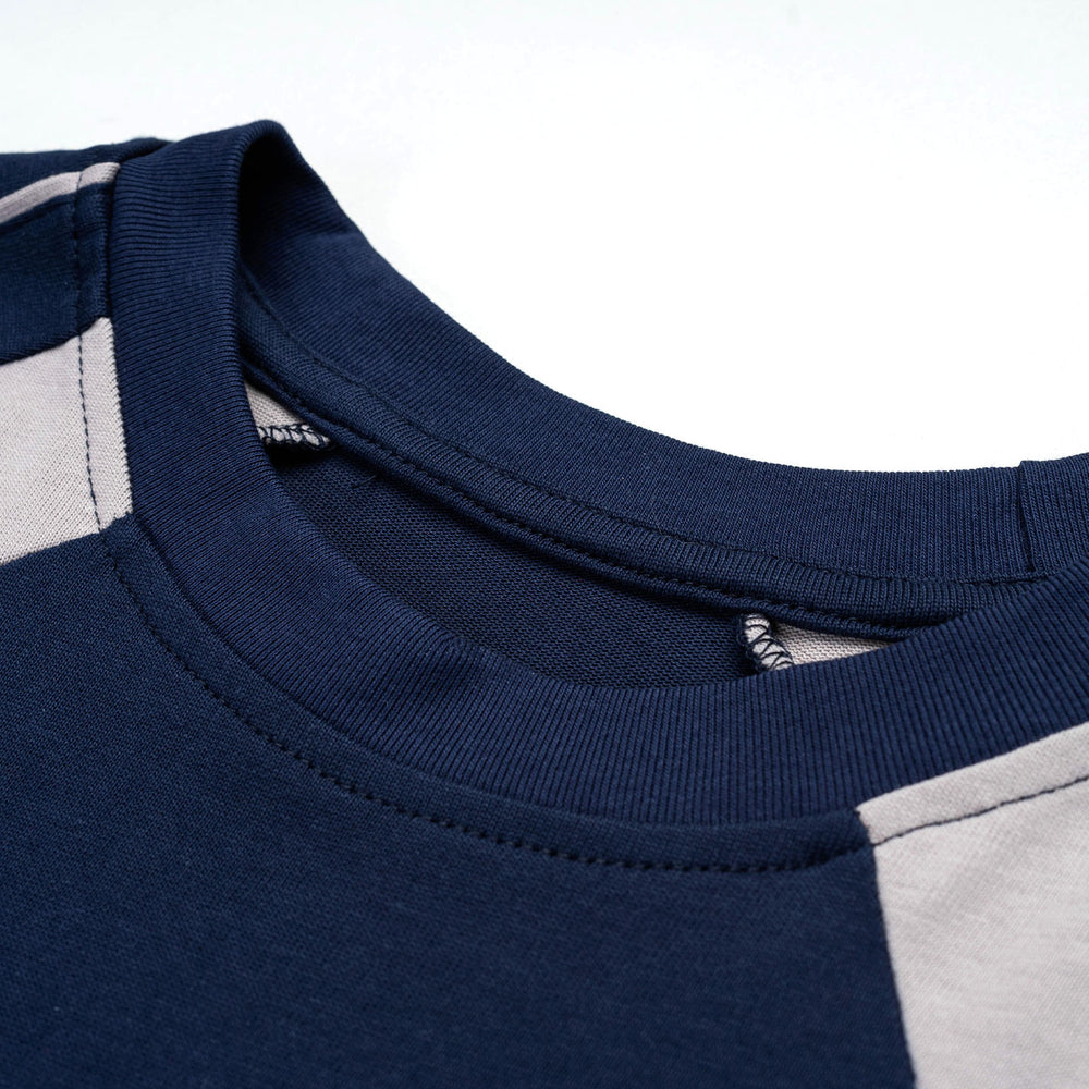Lustre Panelled Broad Tee - Navy Blue
