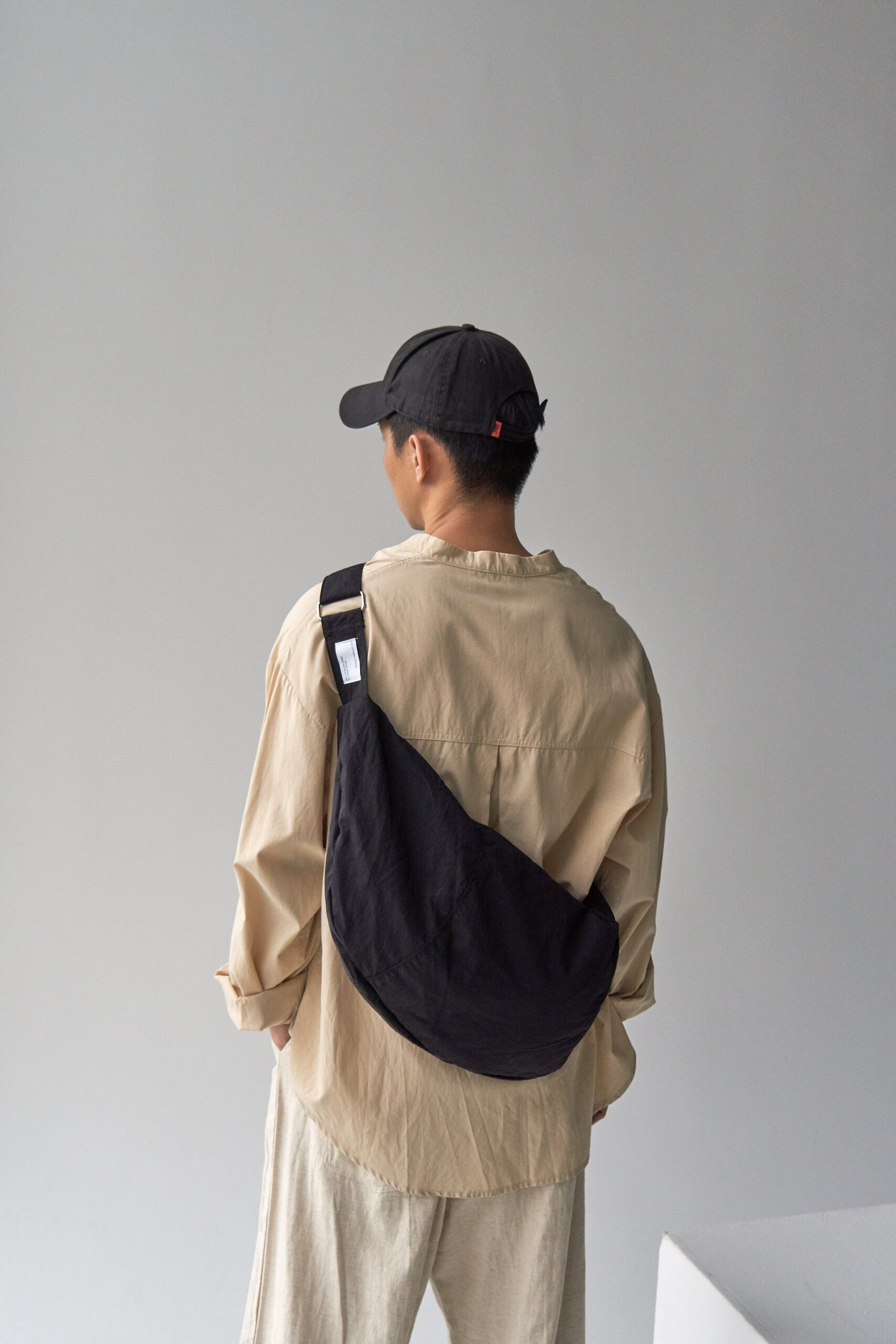 Croissant Nylon Crossbody Bag (Black)