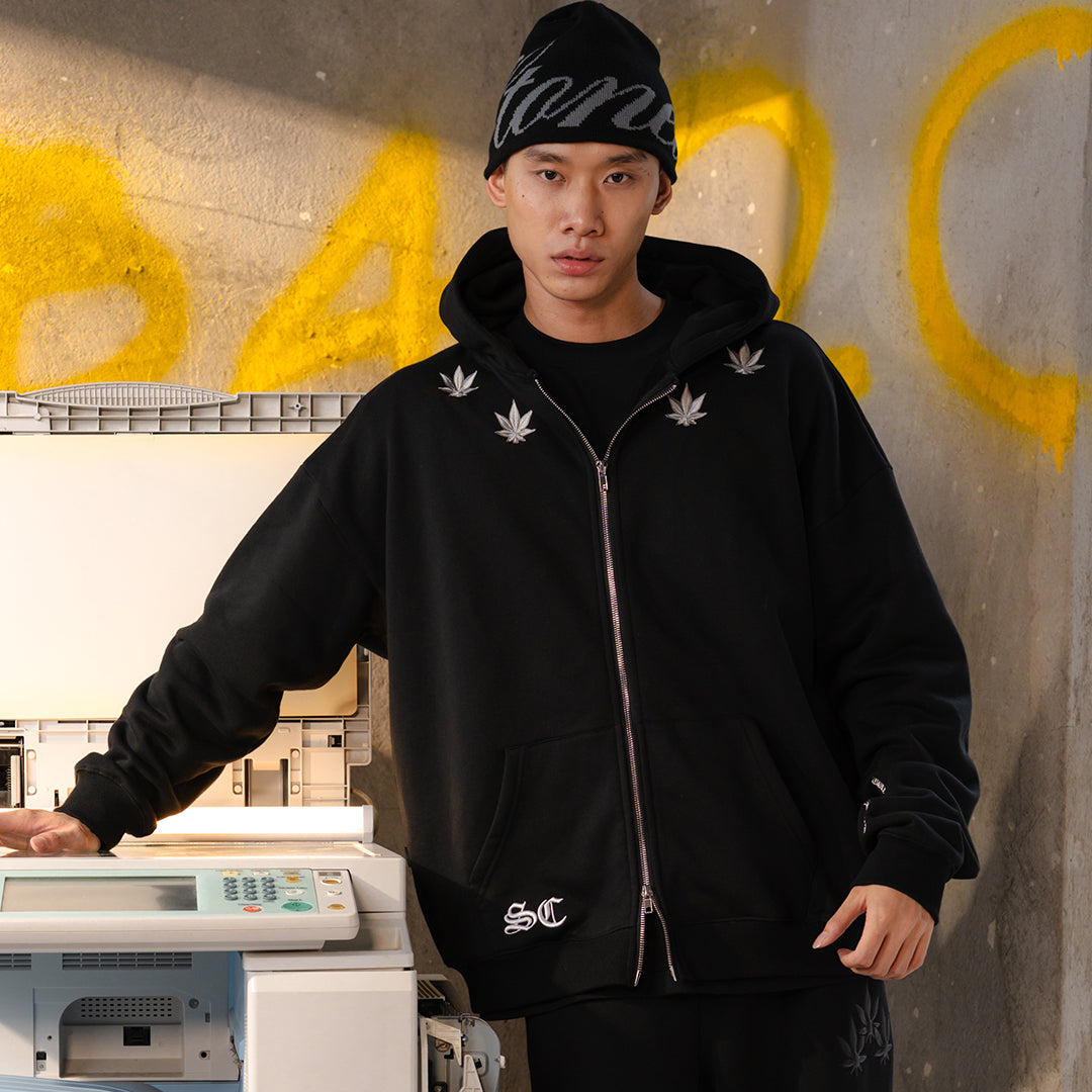 WBB25 : Quad Zipped Up Hoodie Black