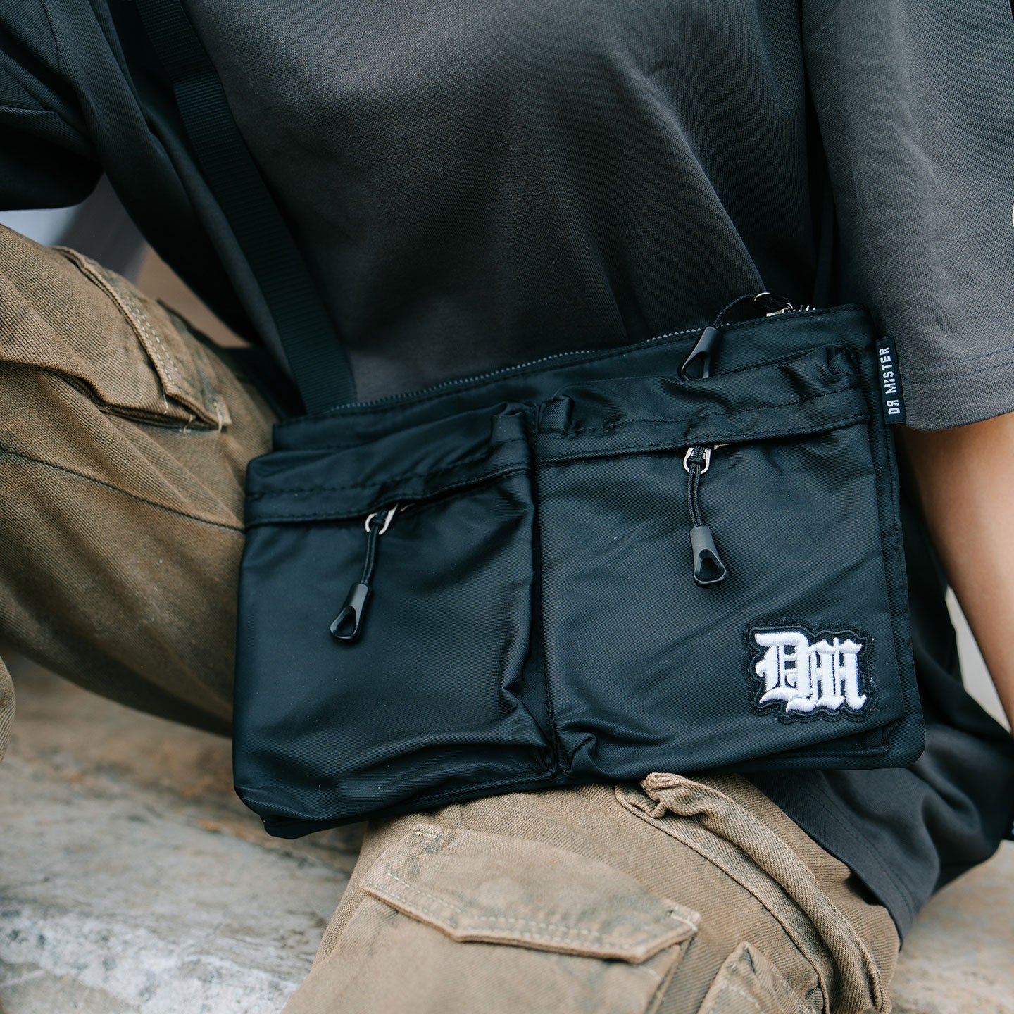 Scripted Initials Sling Bag - Black