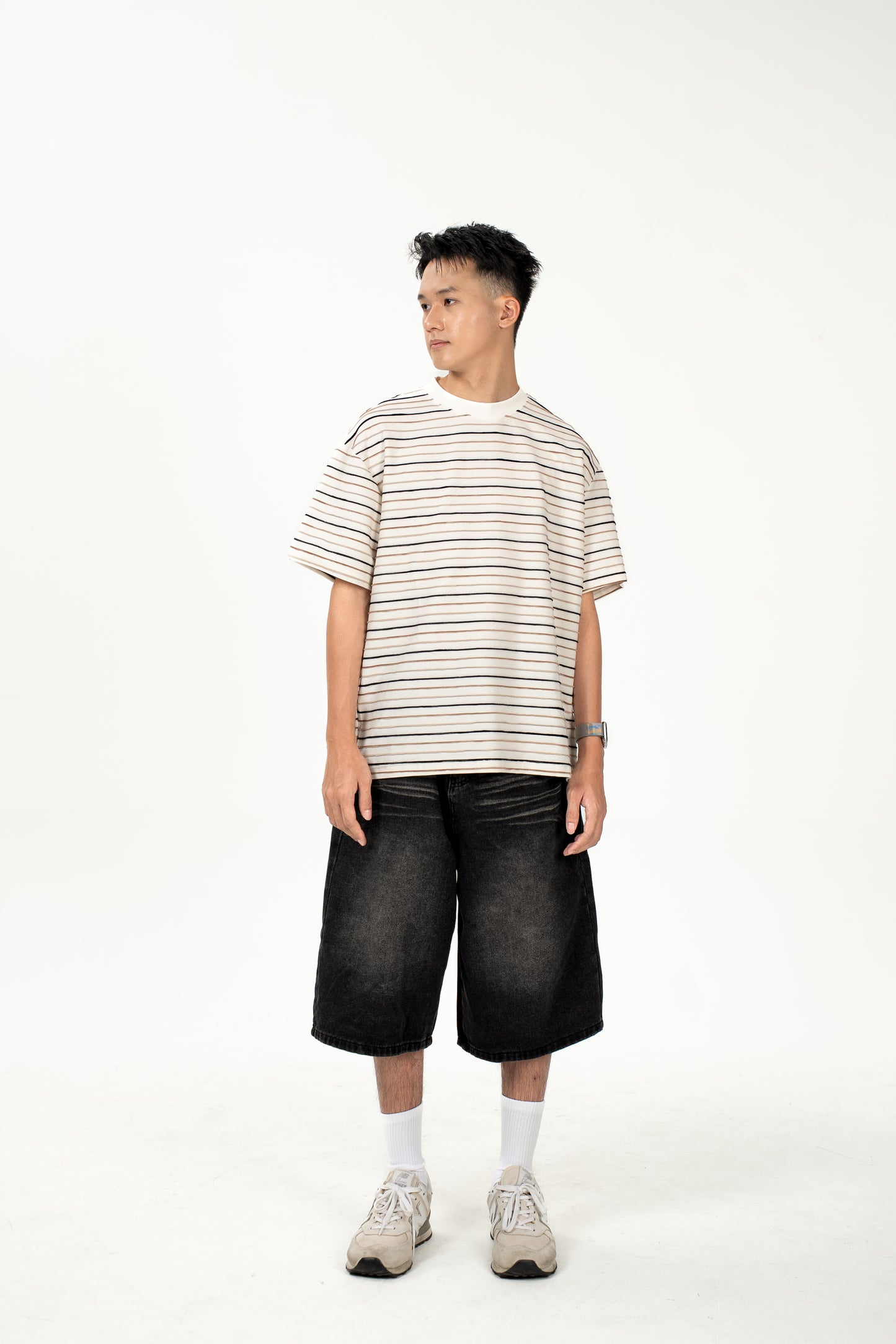 SENSSE STUDIO Striped Crew Neck Tee