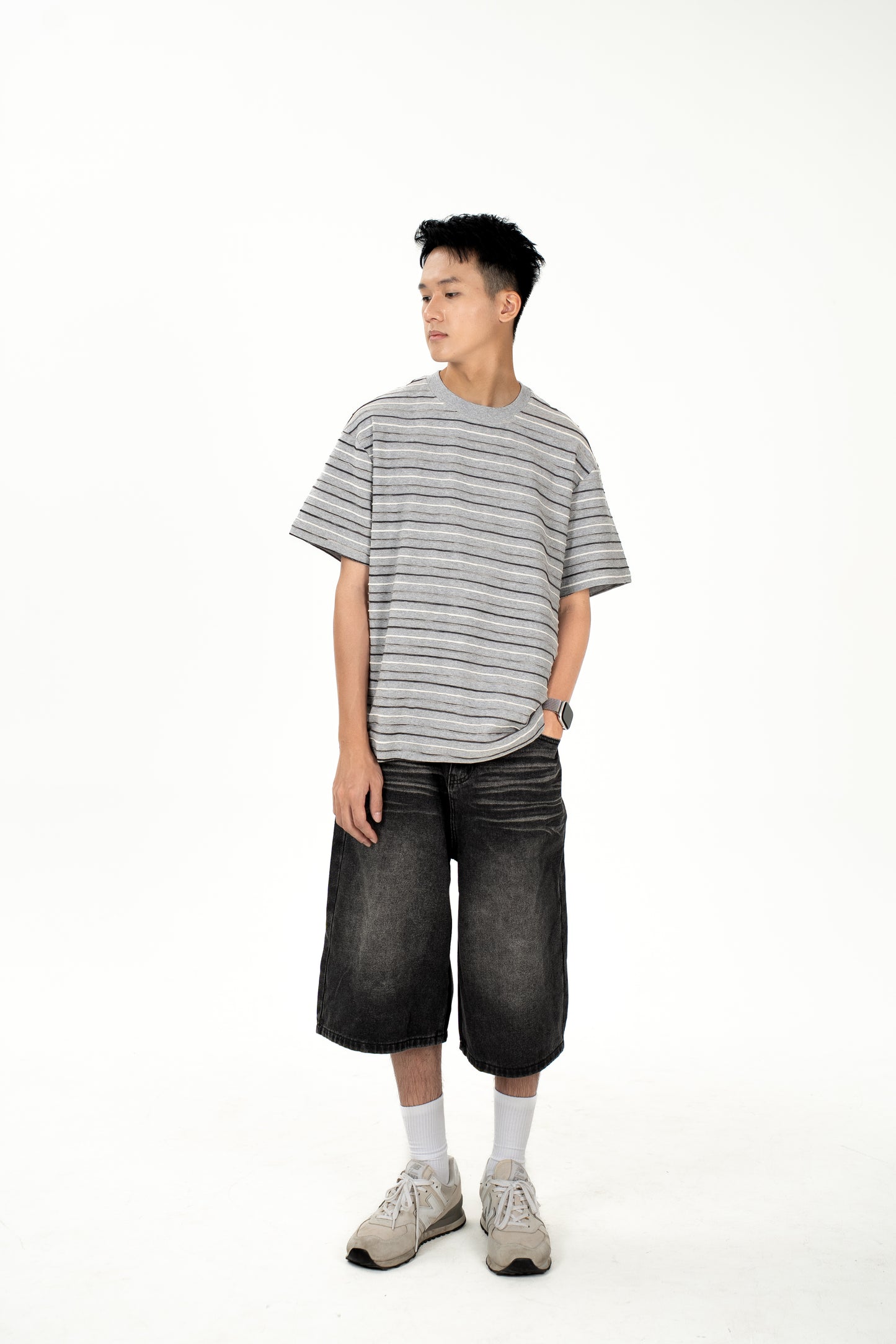 SENSSE STUDIO Striped Crew Neck Tee