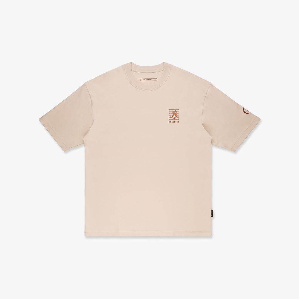 Twotone Dino Oversized Tee - Beige