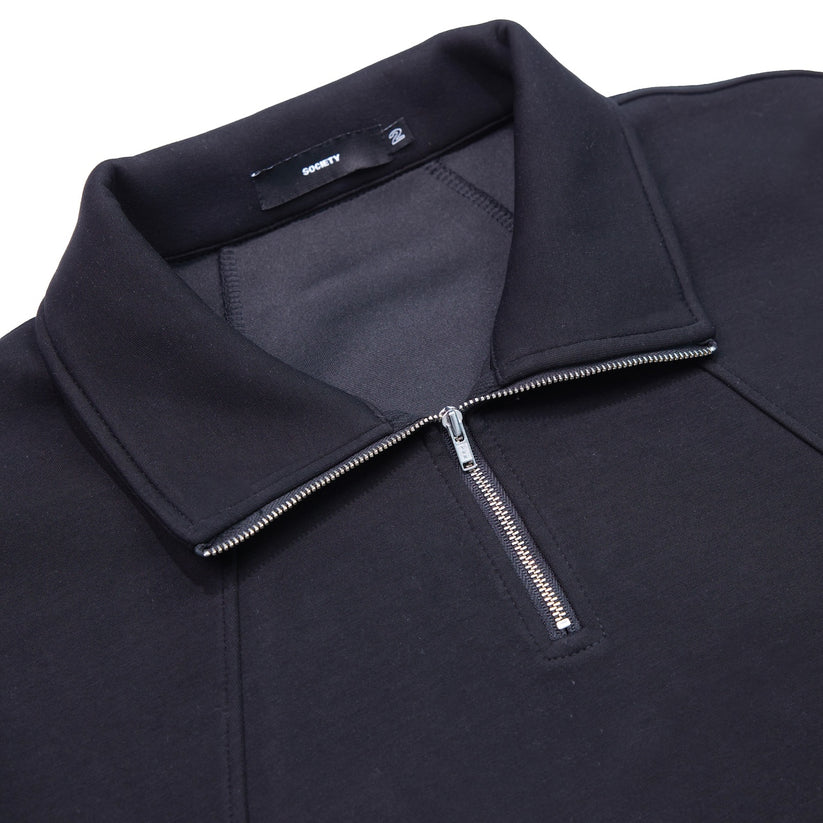 Tery Half-Zip Polo Black