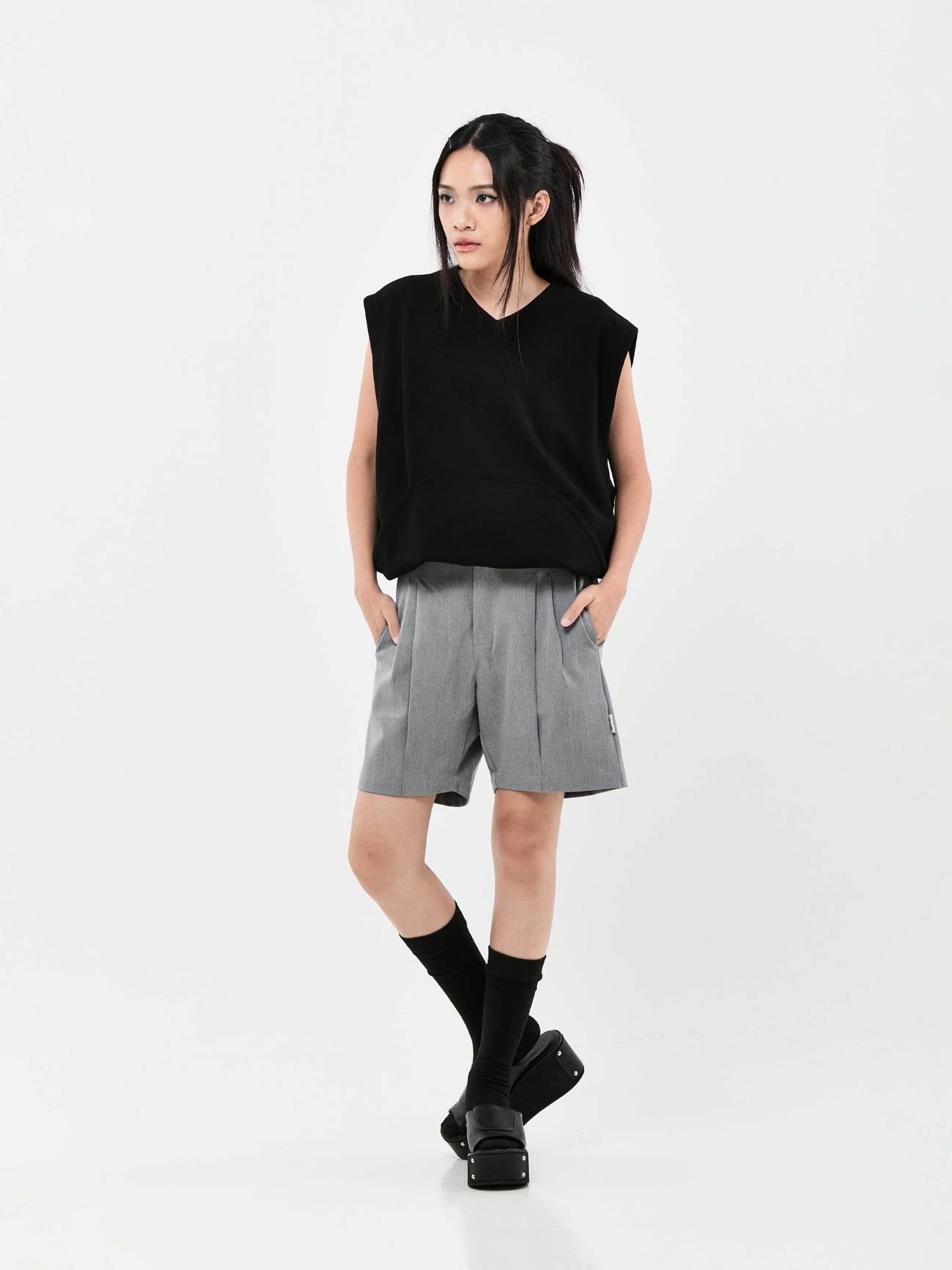Casual Quarter Suit Shorts | Black