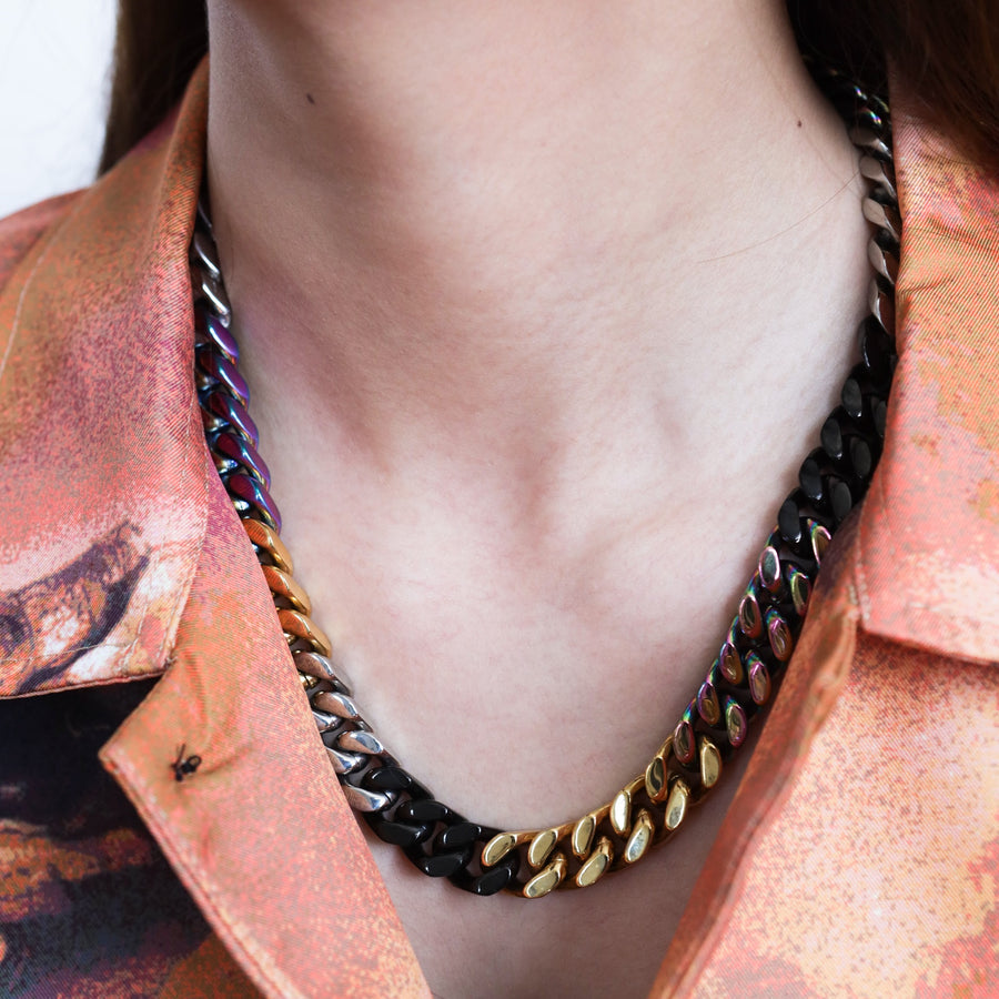 Rainbow Steel Cuban Necklace