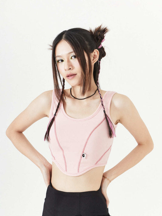 Ribbed Easy Corset Top | Pink