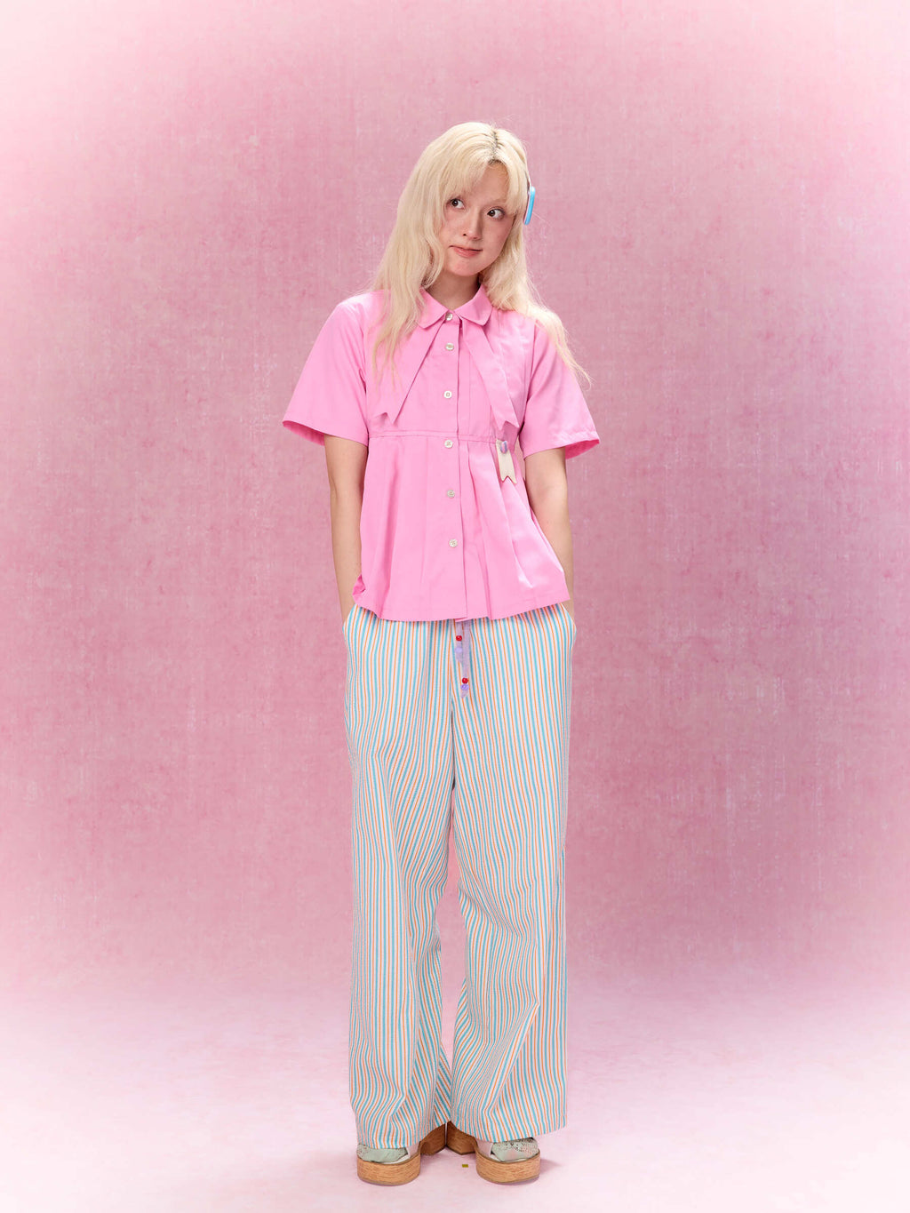 Best Day Ever Pleated Shirt (Pink)