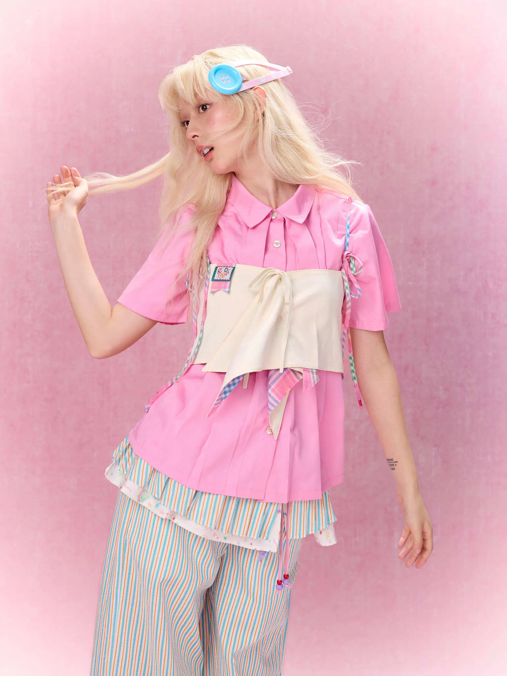 Best Day Ever Pleated Shirt (Pink)
