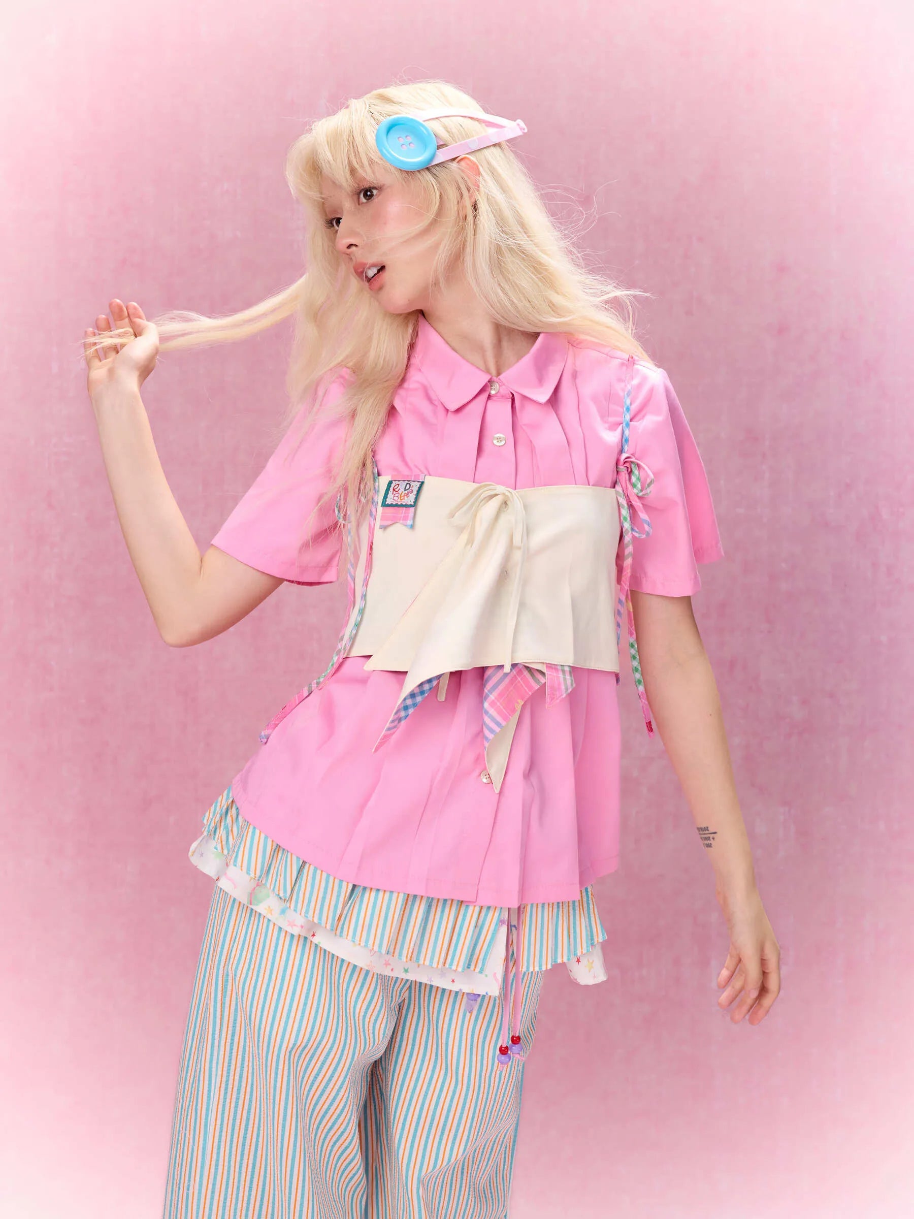Best Day Ever Pleated Shirt (Pink)