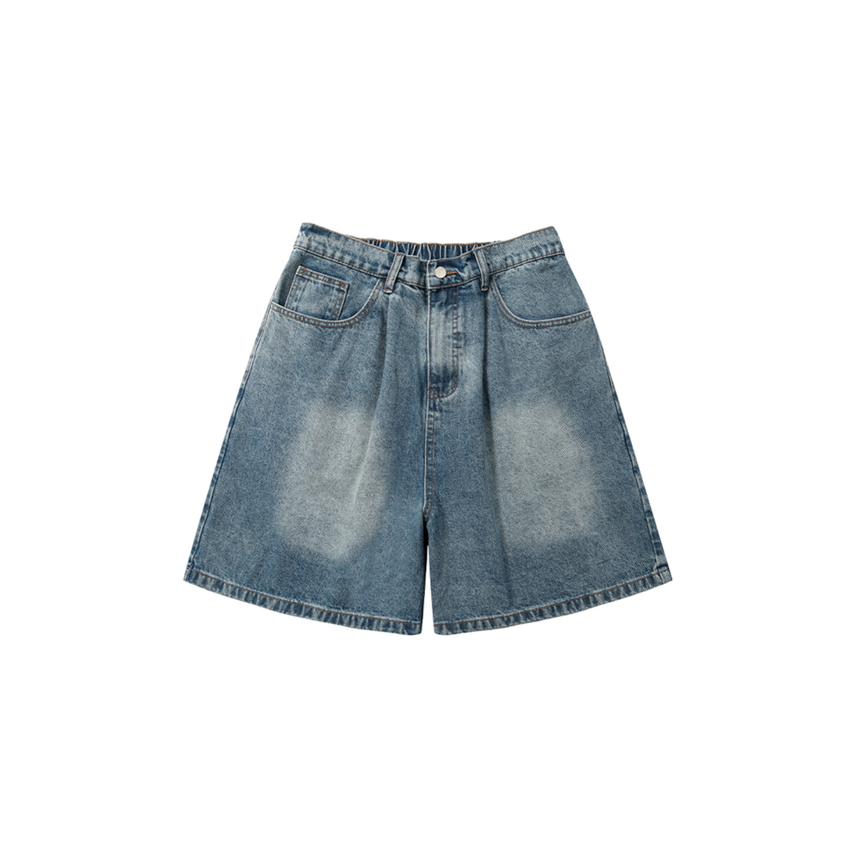 A.A Pleated Light Blue Denim Shorts