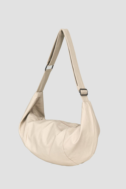 Croissant Leather Crossbody Bag (Off White)