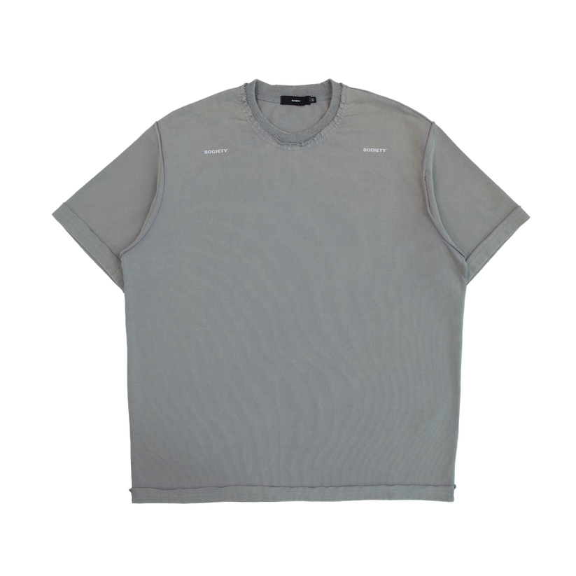 Raw Edge Washed Uniform T-Shirt Light Grey