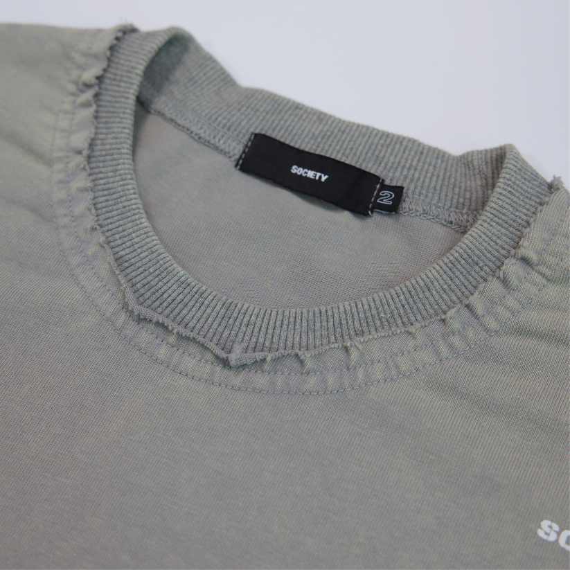 Raw Edge Washed Uniform T-Shirt Light Grey