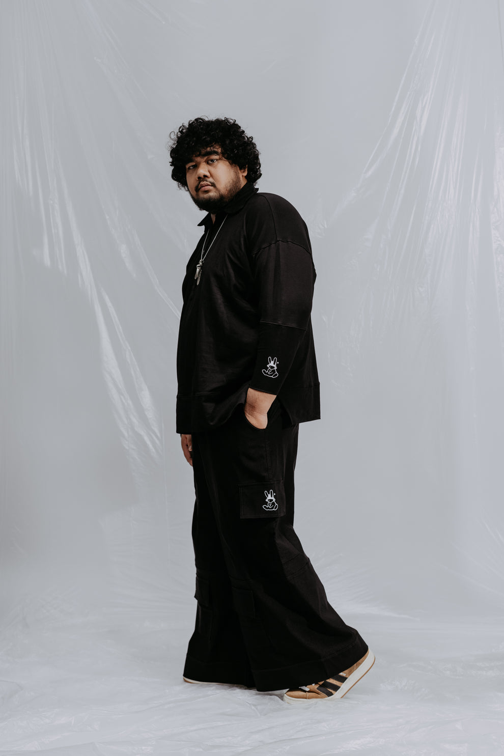 Collar Long Sleeve Shirt Black