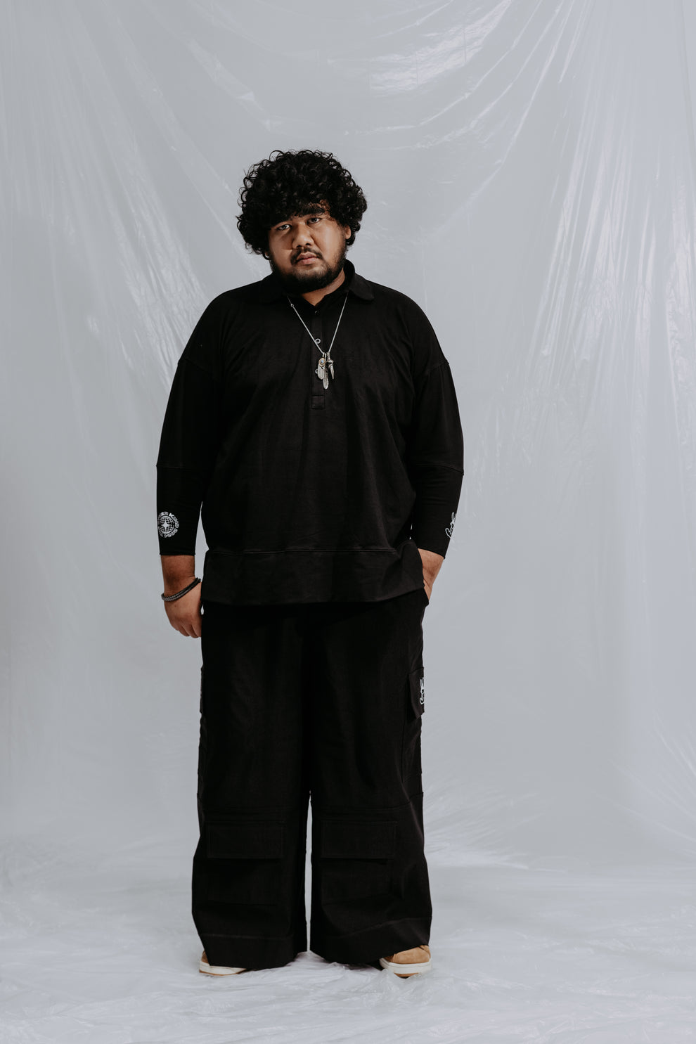 Collar Long Sleeve Shirt Black