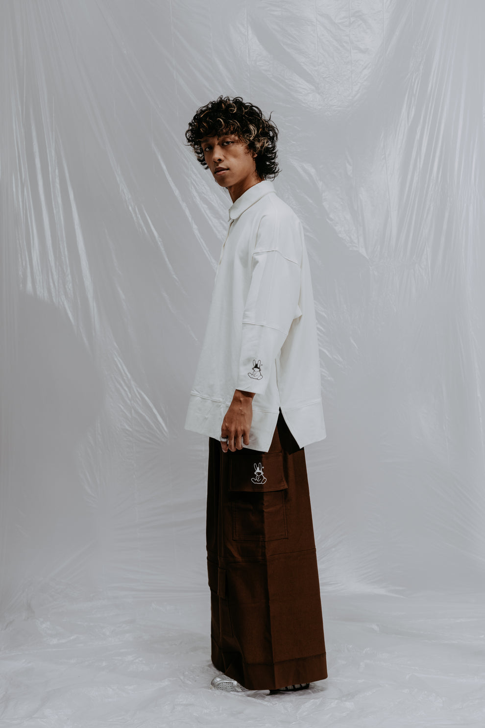 Collar Long Sleeve Shirt White