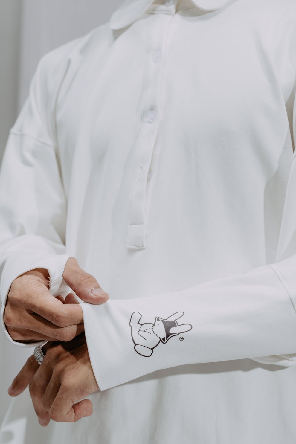 Collar Long Sleeve Shirt White