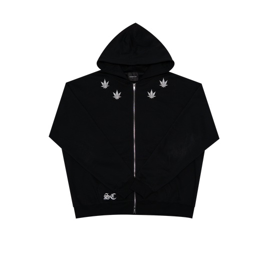 WBB25 : Quad Zipped Up Hoodie Black