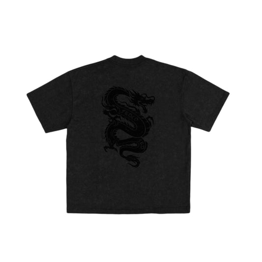 DARK DRAGON STONED WASH BLACK TEE