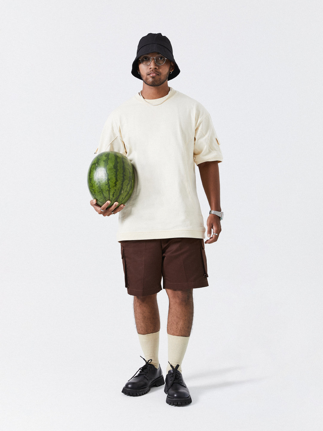 Pleated Pockets Cargo Shorts | Dark Brown