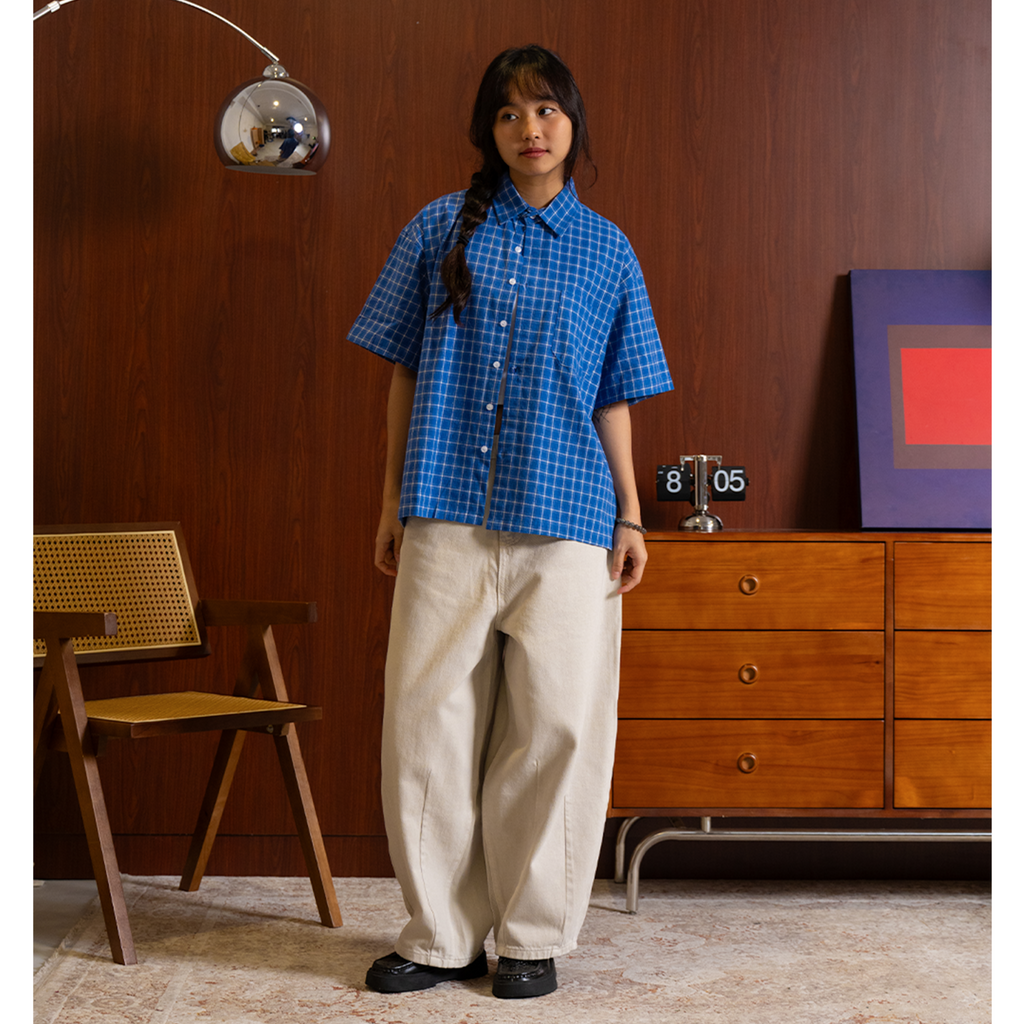 A.A Grid Shirt - Cobalt Blue