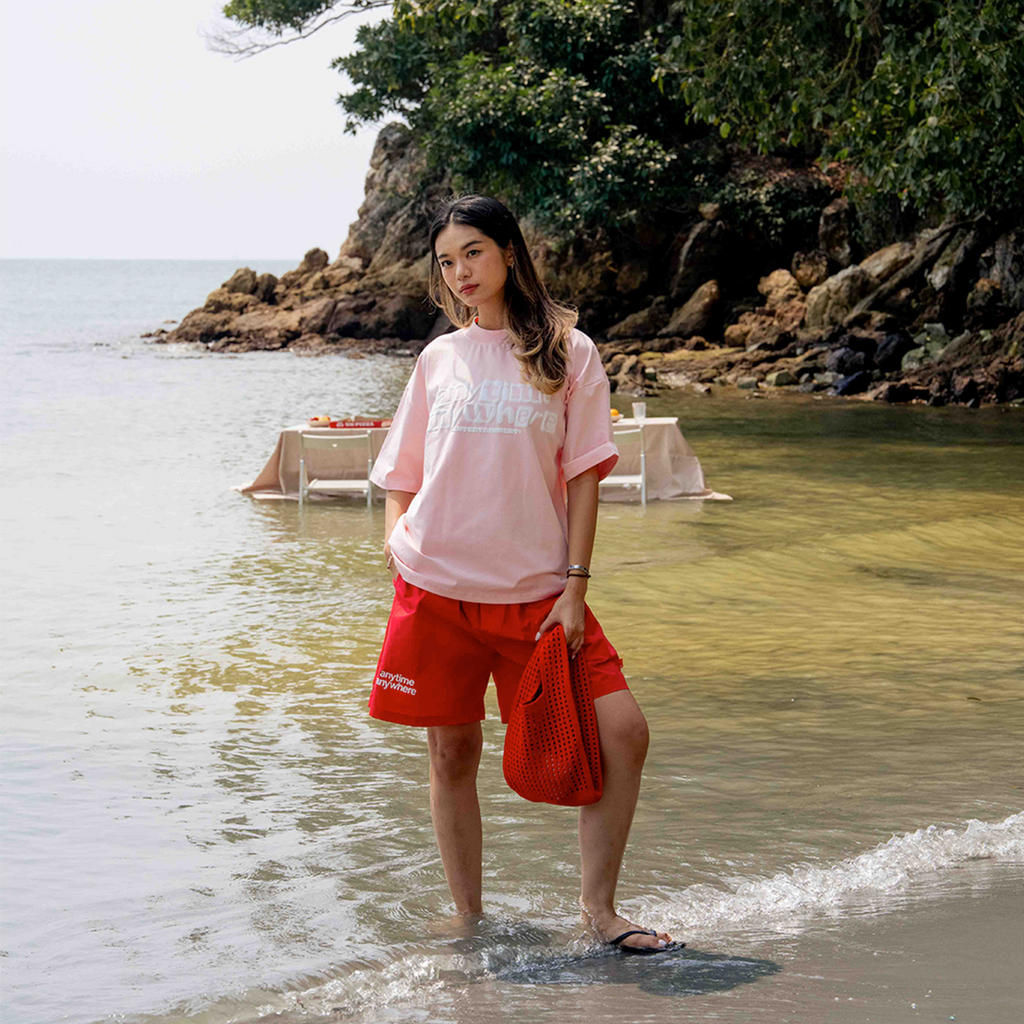 A.A Nylon Button-Fly Short - Red