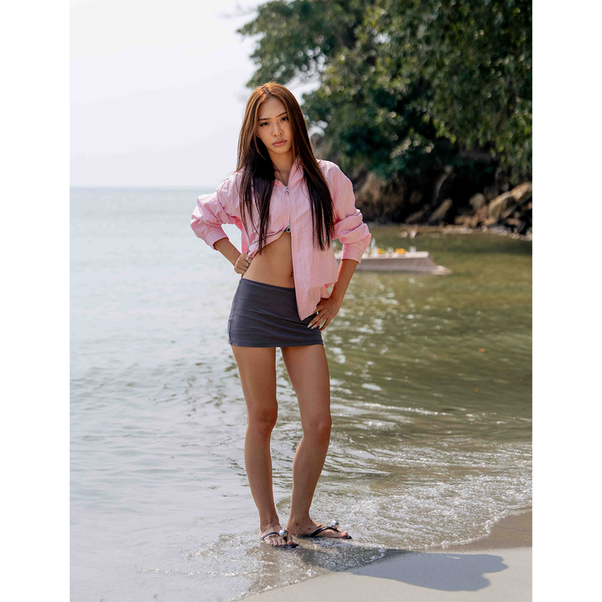 A.A Cloudstripe Hoodie Jacket - Baby Pink