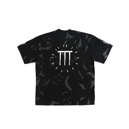 TIME CRACK DOUBLE BADGES BLACK TEE