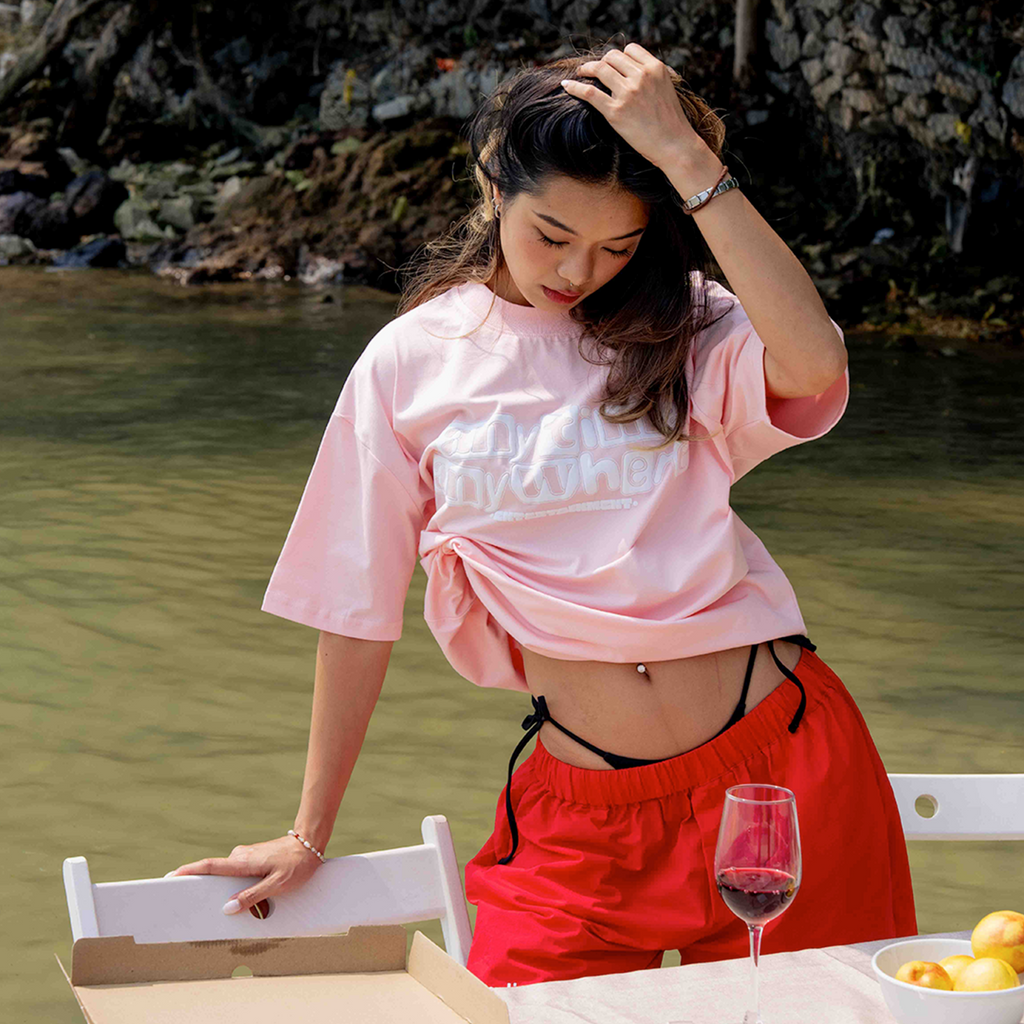 A.A Nylon Button-Fly Short - Red
