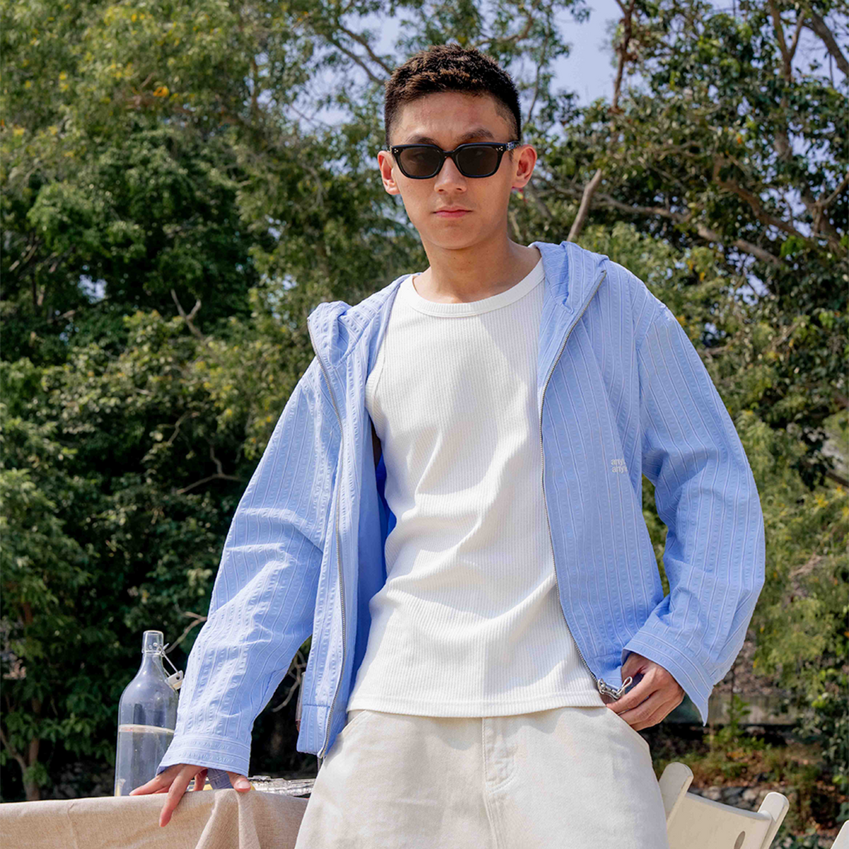 A.A Cloudstripe Hoodie Jacket - Sky Blue