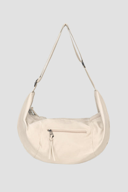 Croissant Leather Crossbody Bag (Off White)