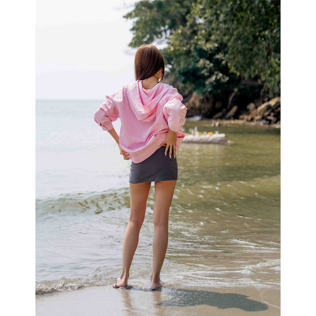 A.A Cloudstripe Hoodie Jacket - Baby Pink