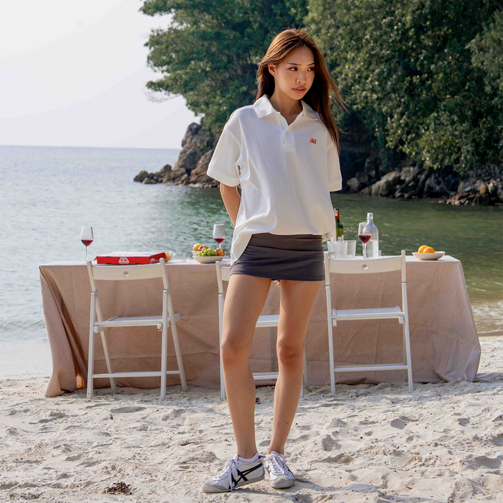 A.A Essential Waffle Polo - Cloud White