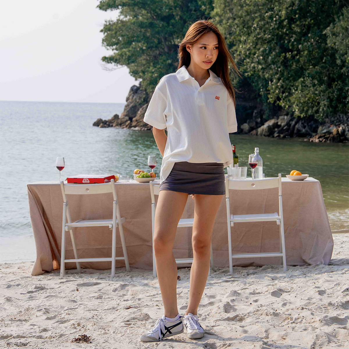 A.A Essential Waffle Polo - Cloud White