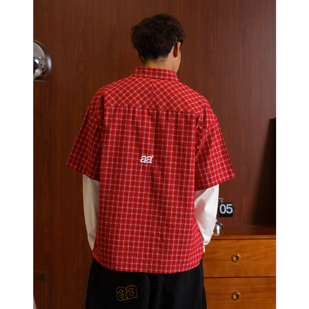 A.A Grid Shirt - Cherry Red