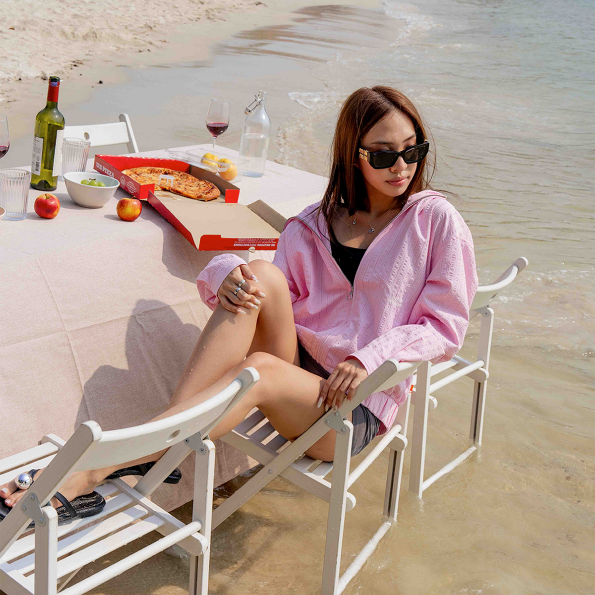 A.A Cloudstripe Hoodie Jacket - Baby Pink