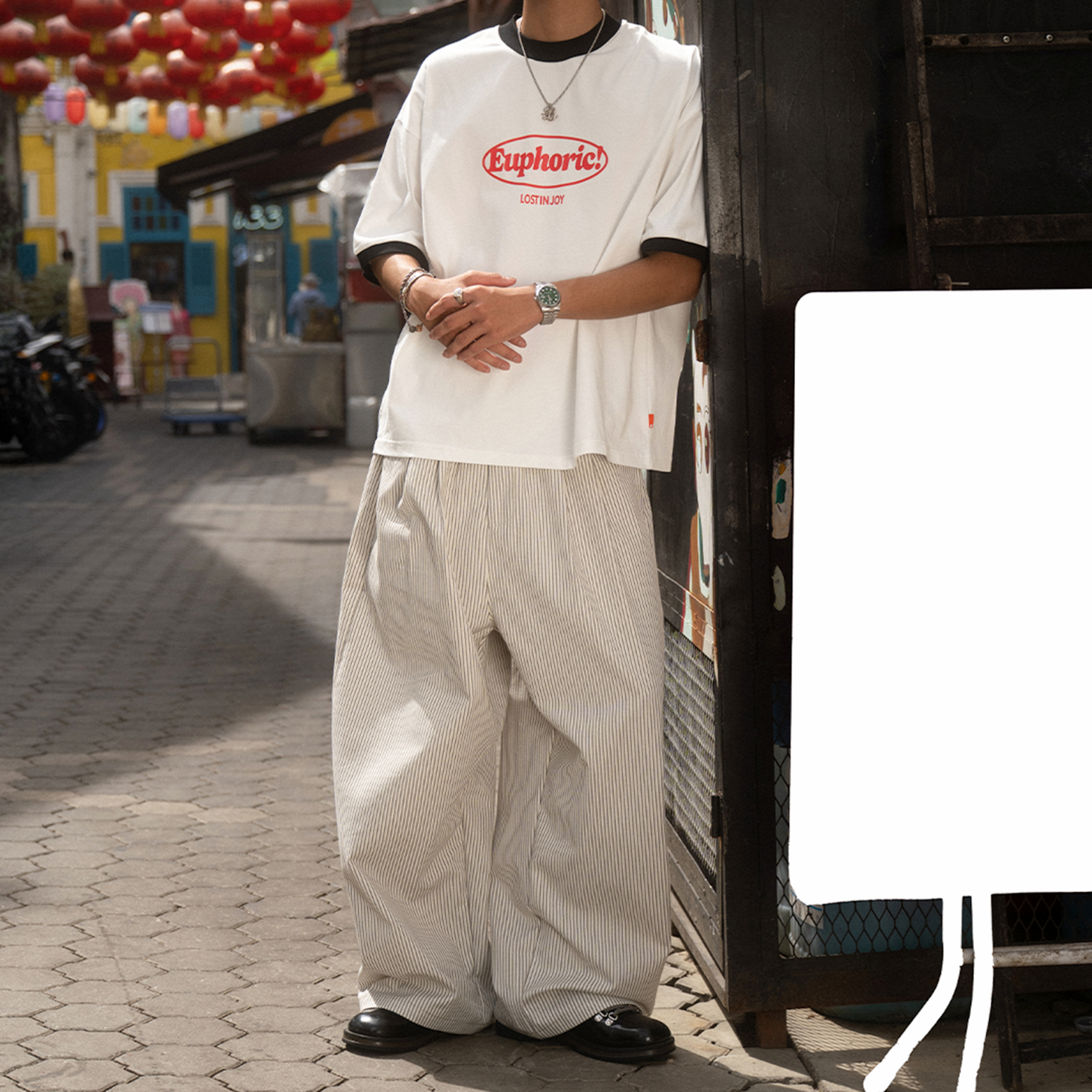 A.A Black Stripe Loose Pants