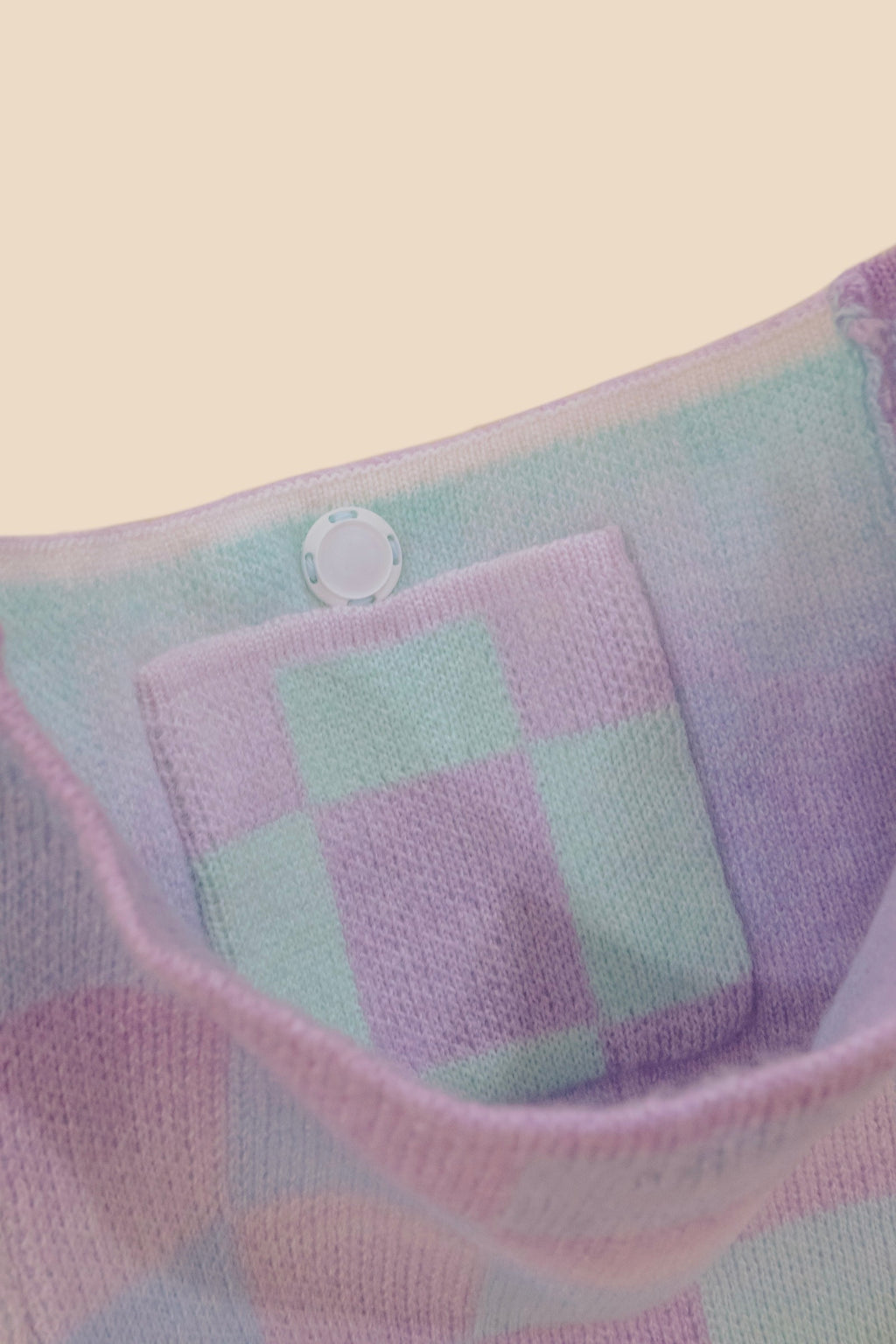 Ribbon Checkered Knit Tote Bag (Lilac)